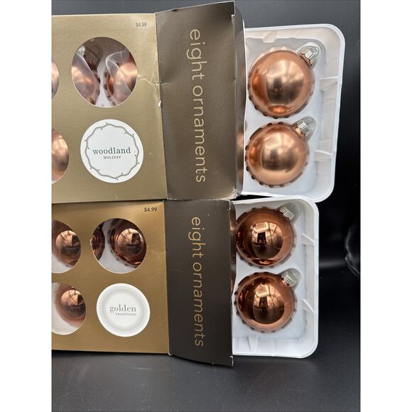 Vtg Martha Stewart Everyday Glass Christmas Ornaments Copper/gold Set of 16 - Picture 2 of 6